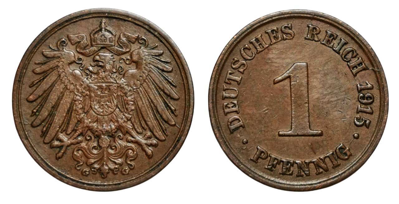 Moneda 1 Pfennig (type 2 - small shield)