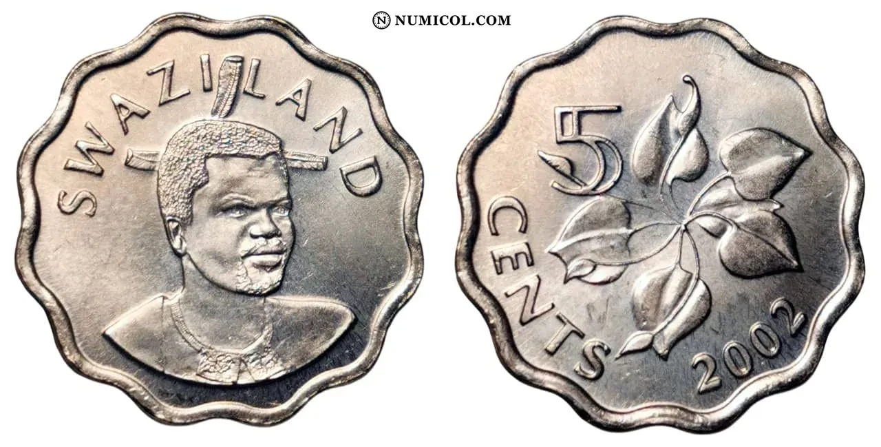 Moneda 5 Cents - Mswati III (2.º retrato)