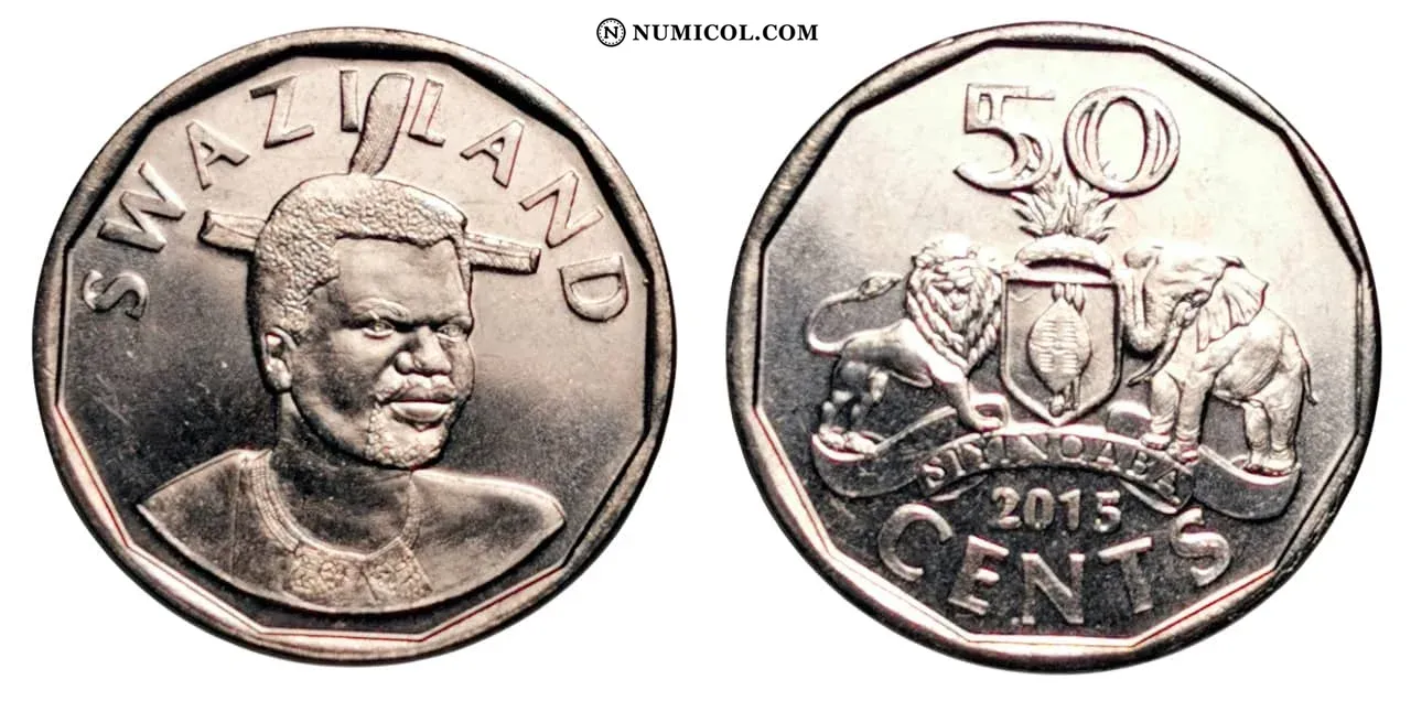 Moneda 50 Cents - Mswati III