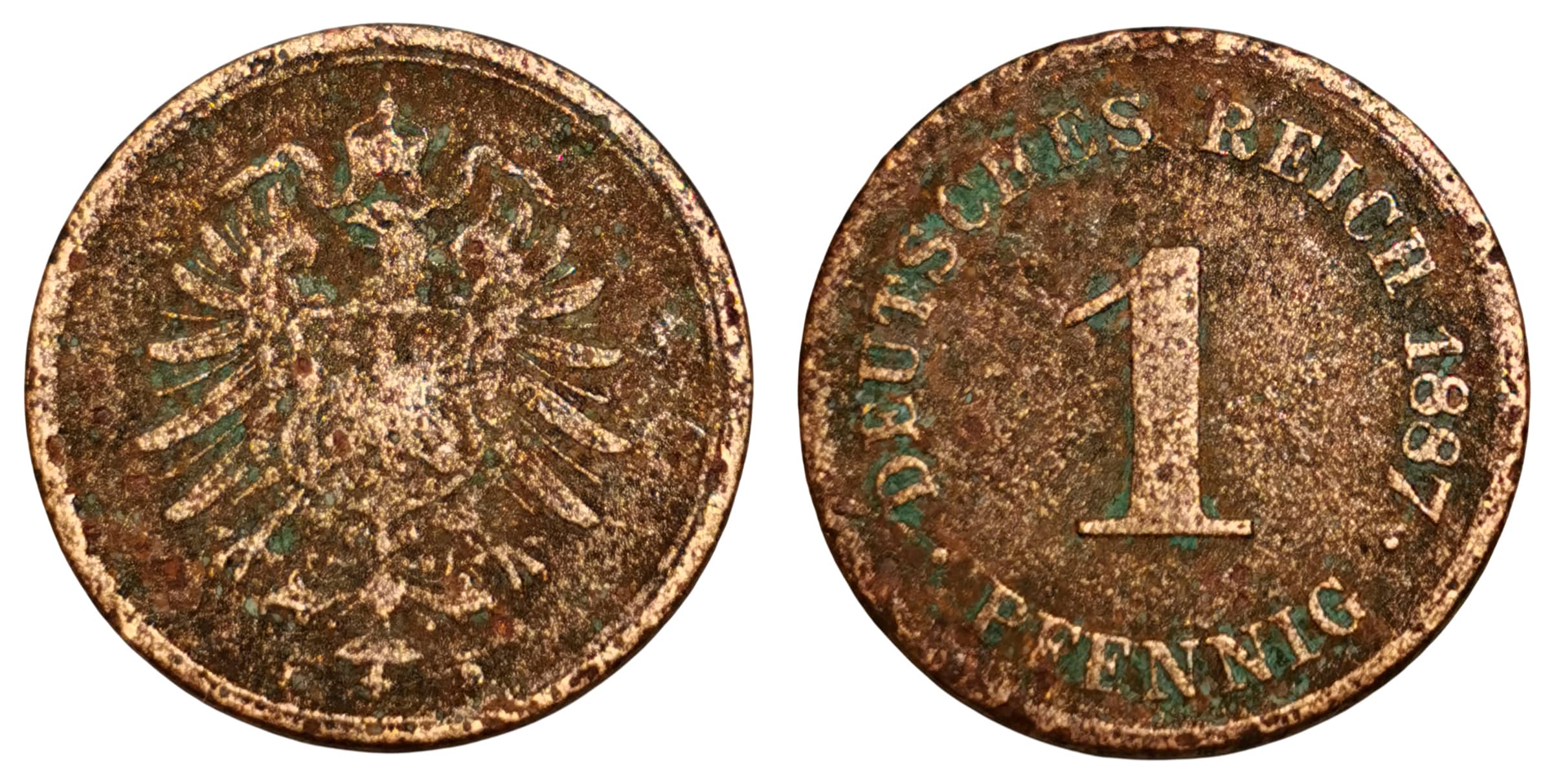 Moneda 1 Pfennig (type 1 - large shield)