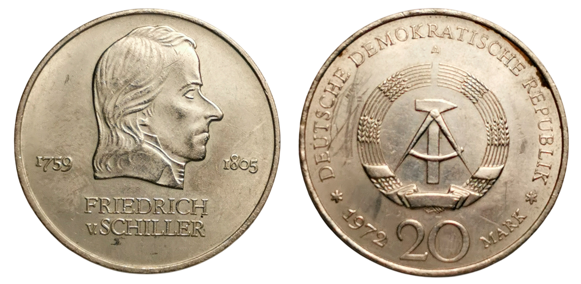 Moneda 20 Mark (Friedrich von Schiller)