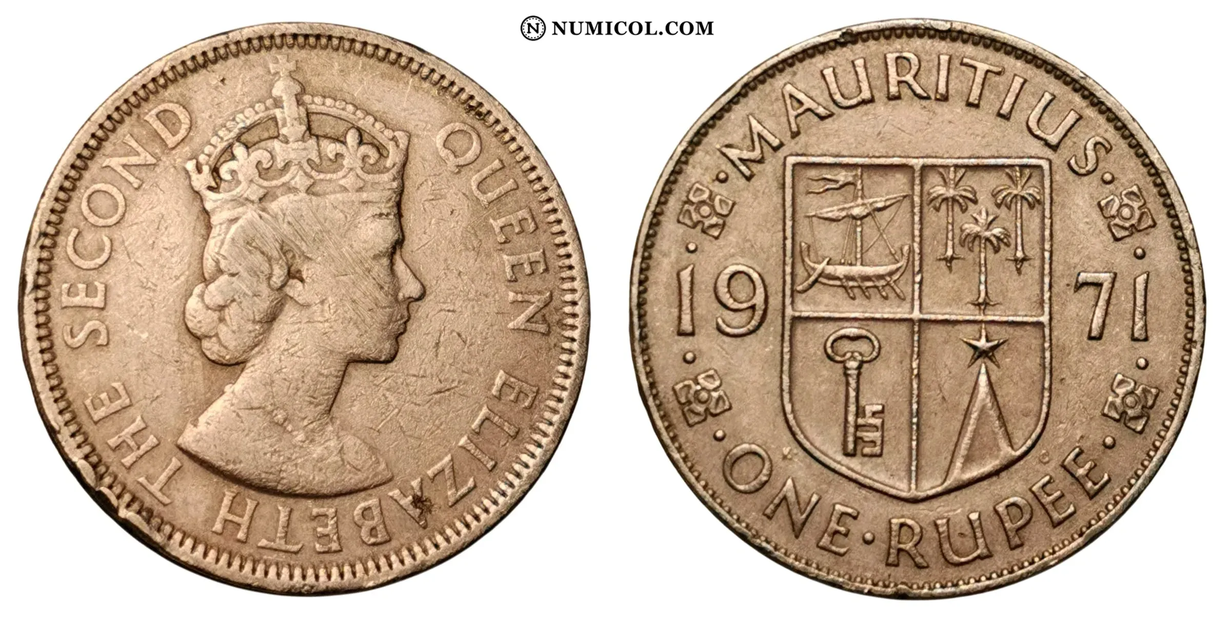 Moneda 1 Rupee - Isabel II (1.er retrato)